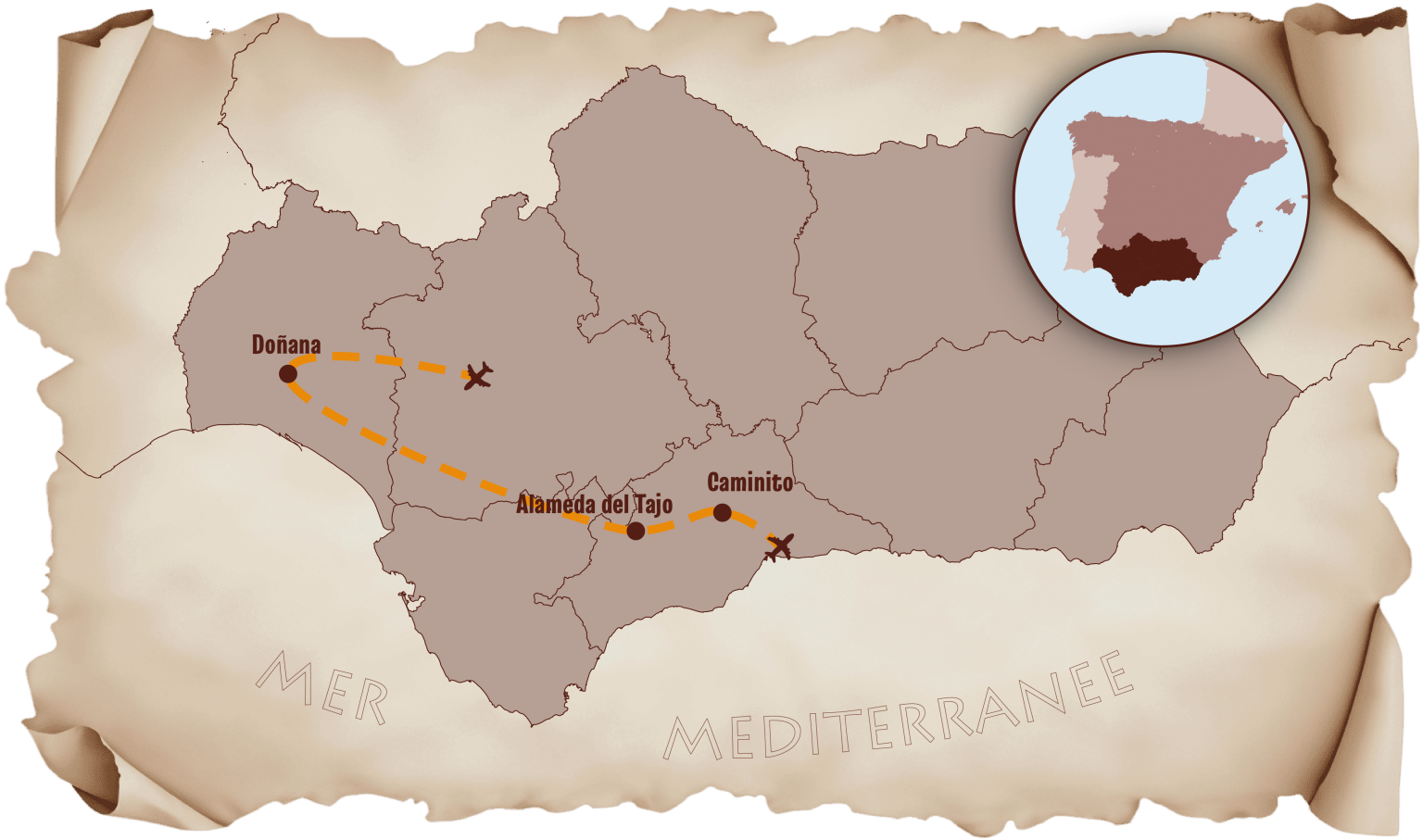 Carte avec encart Nature et Sport